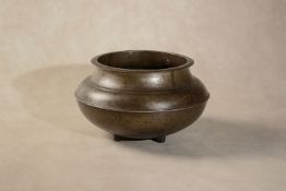 A Continental, probably German bronze cooking pot,