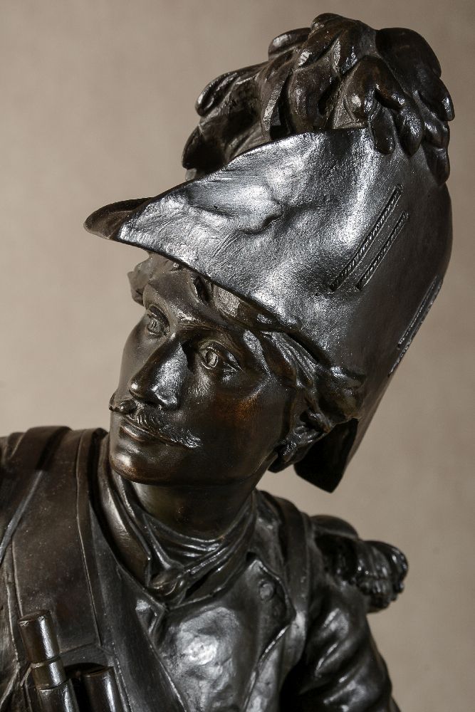 Henry Étienne Dumaige, (French 1830 - 1888), a pair of patinated bronze models of infantrymen, - Image 7 of 9