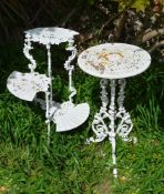 Two similar Victorian white painted cast iron circular tables