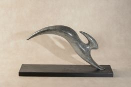 Lewie, (B. 1969), a patinated bronze, Landing Hare,