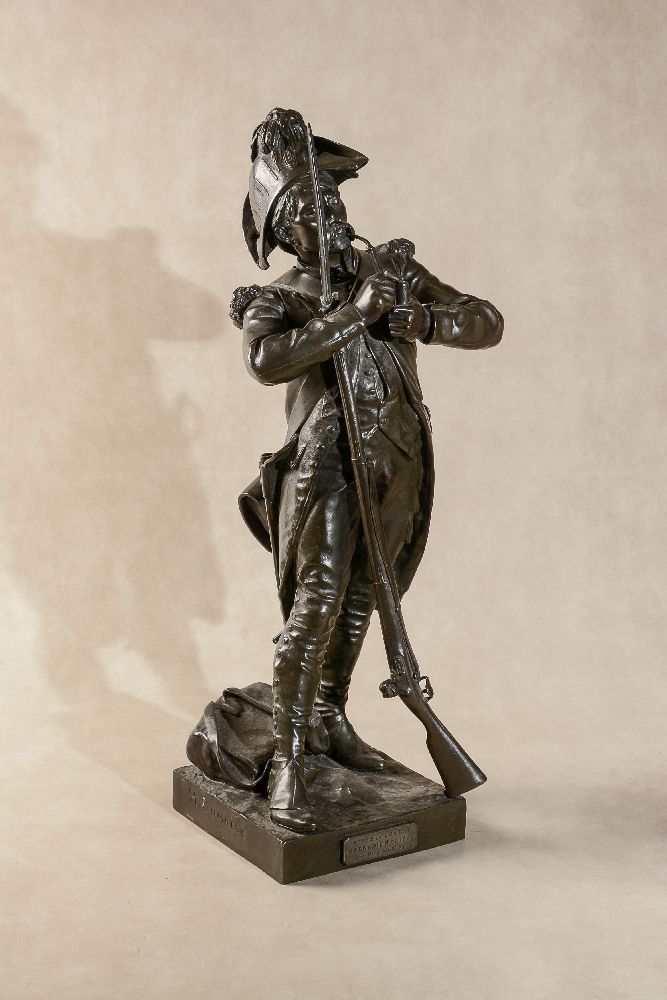 Henry Étienne Dumaige, (French 1830 - 1888), a pair of patinated bronze models of infantrymen, - Image 2 of 9