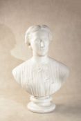 Sir Joseph Edgar Boehm, R.A., (1834 - 1890), a sculpted white marble bust, probably portraying Octav