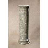 A striated dove grey, black and white scagliola pedestal,