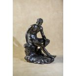 A Continental patinated bronze model of Mercury Resting