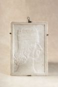 An Italian relief sculpted rectangular marble profile portrait of Arcarino Foresto d'Este