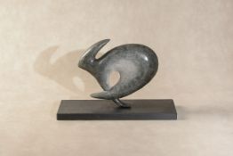 Lewie, (B. 1969), a patinated bronze, Running Hare,