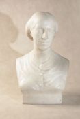 John Adams-Acton (British, 1830-1910), a Victorian sculpted white marble bust of a lady wearing a ca