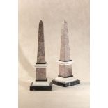 A pair of Continental marble models of obelisks