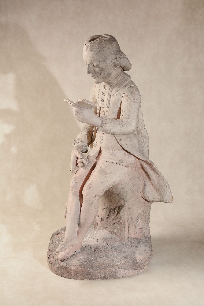 A sculpted terracotta model of a gentleman in 18th century style, - Image 4 of 5