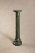 An Italian carved green serpentine marble columnar pedestal