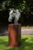 Philip Blacker, (b. 1949), At the Start, a bronze model of the head of a racehorse,