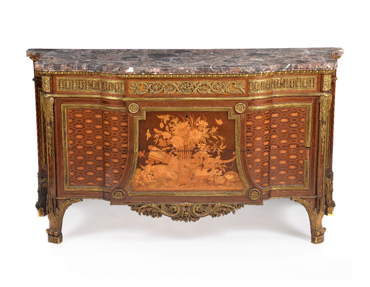 THE BROCKET HALL COMMODES A pair of ormolu mounted marquetry and parquetry commodes by HENRY DASSON - Image 3 of 24