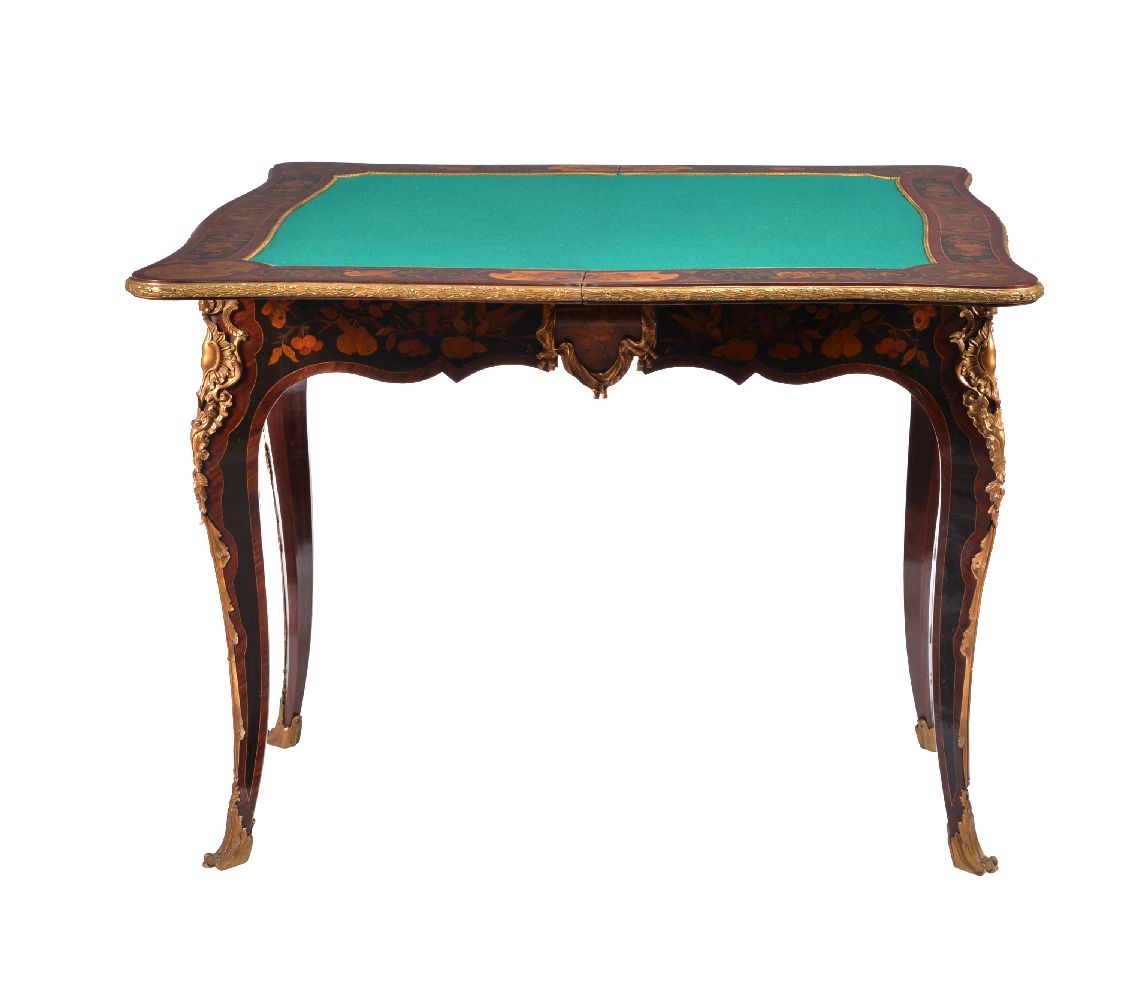 A Continental tulipwood, marquetry and gilt metal mounted card table - Image 6 of 9