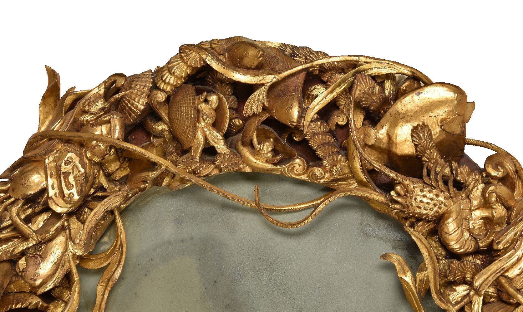 A carved giltwood oval wall mirror - Image 2 of 5