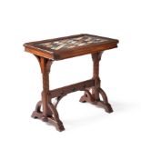 A Gothic revival walnut and specimen marble centre table