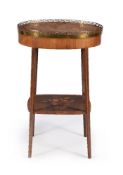 A Louis XVI tulipwood, walnut and marquetry oval occasional table