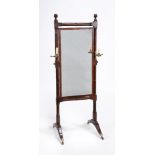 A Regency mahogany cheval mirror