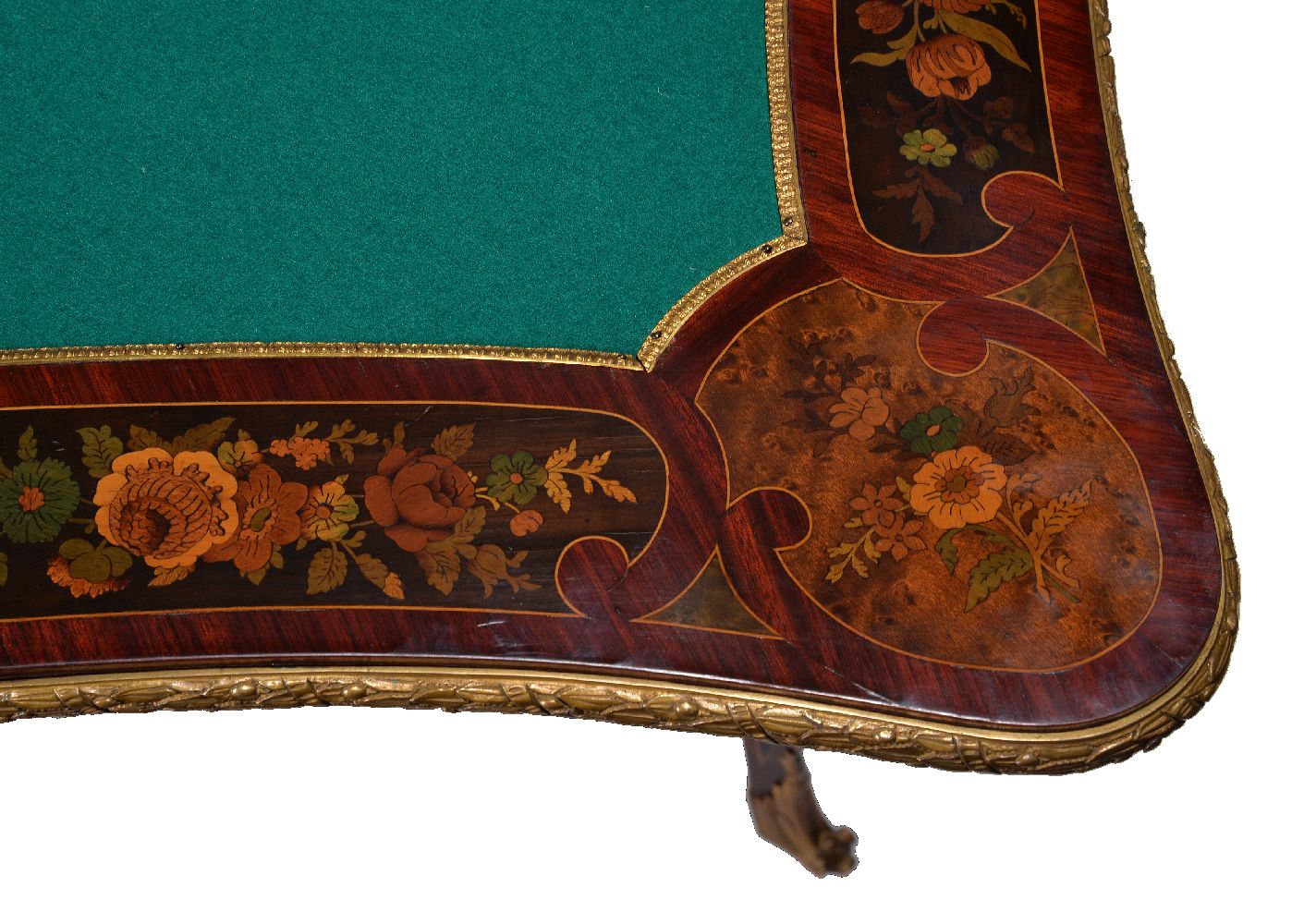 A Continental tulipwood, marquetry and gilt metal mounted card table - Image 7 of 9