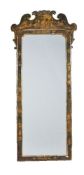 A Queen Anne black lacquer and gilt japanned wall mirror