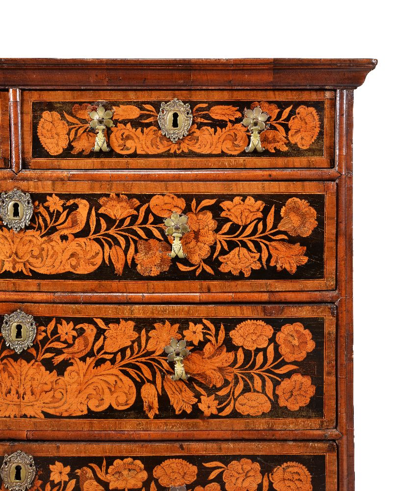 A William & Mary walnut, ebonised and marquetry decorated chest on stand, circa 1690 - Image 4 of 5