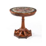 An Italian specimen marble mounted walnut gueridon table