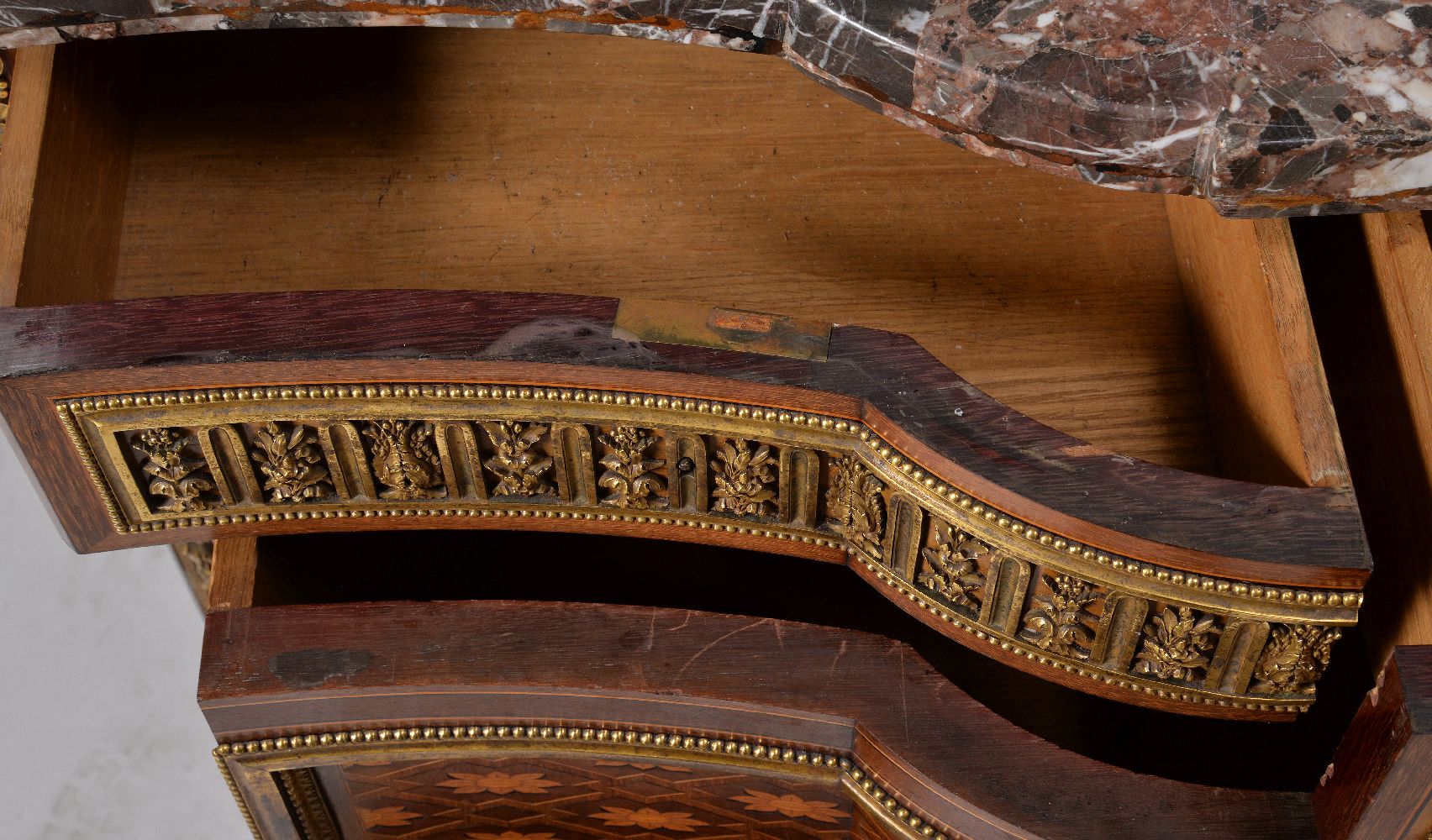 THE BROCKET HALL COMMODES A pair of ormolu mounted marquetry and parquetry commodes by HENRY DASSON - Image 16 of 24