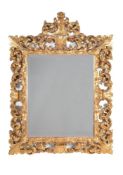 A Continental carved giltwood wall mirror, in the Baroque taste, late 19th century