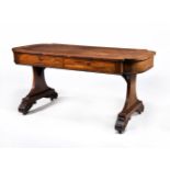 ϒ A Regency rosewood and satinwood crossbanded library table