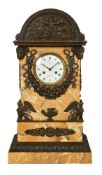 A Louis Philippe convent Siena marble and bronze mounted striking mantel clock