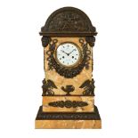 A Louis Philippe convent Siena marble and bronze mounted striking mantel clock