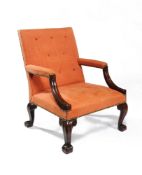 A George III mahogany library armchair