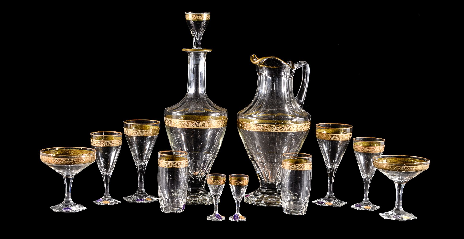 A Moser glass part table service