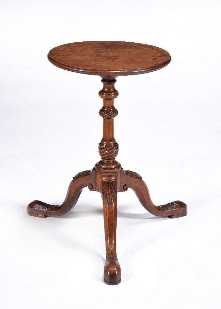 A George II walnut candle stand