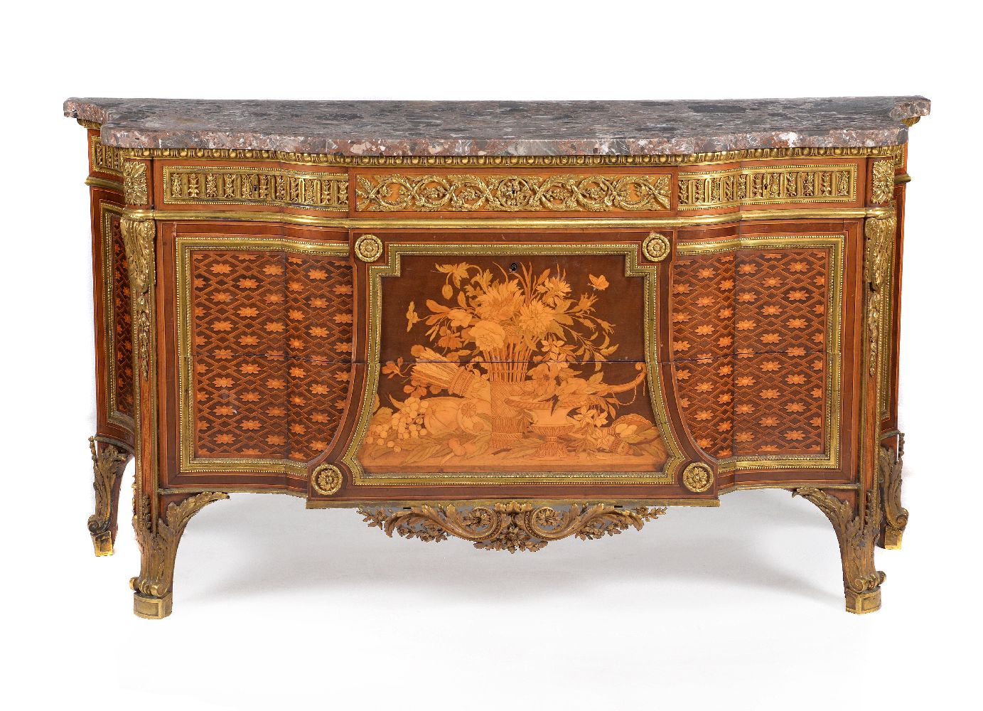 THE BROCKET HALL COMMODES A pair of ormolu mounted marquetry and parquetry commodes by HENRY DASSON - Image 4 of 24