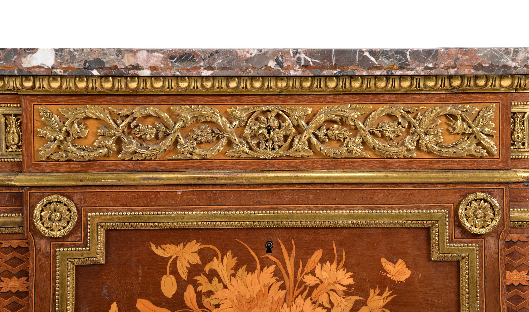 THE BROCKET HALL COMMODES A pair of ormolu mounted marquetry and parquetry commodes by HENRY DASSON - Image 10 of 24