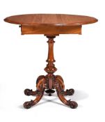 ϒ A Victorian satinwood and rosewood drop leaf occasional table