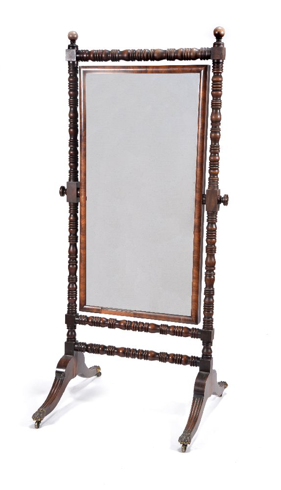 A George IV mahogany cheval mirror