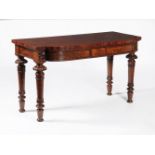 A pair of George IV figured mahogany side tables