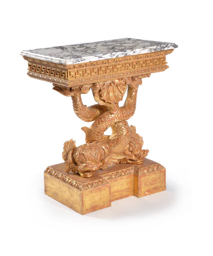 A carved giltwood and marble mounted console table - Image 2 of 5