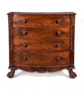 A George IV mahogany bowfront chest of drawers