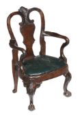 A George II walnut child's armchair