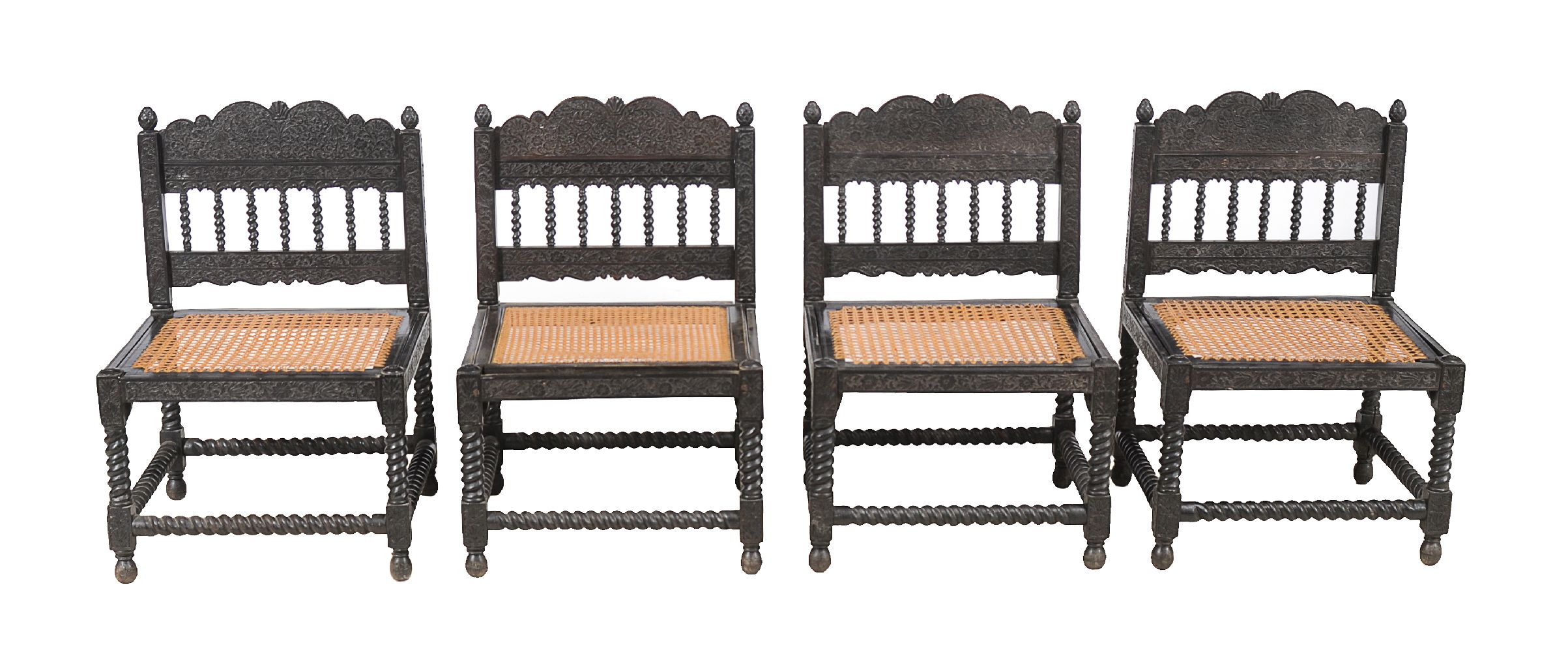 ϒ A set of four Ceylonese ebony chairs