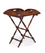 A mahogany butlers tray on folding stand, second quarter 19th century