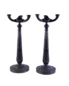 A pair of fine and substantial Louis Philippe patinated bronze four light candelabra