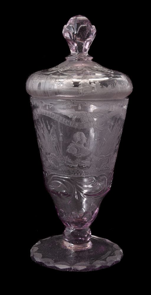 A German royal armorial cut and engraved goblet and cover