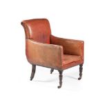 ϒ A Regency rosewood and studded leather upholstered library armchair