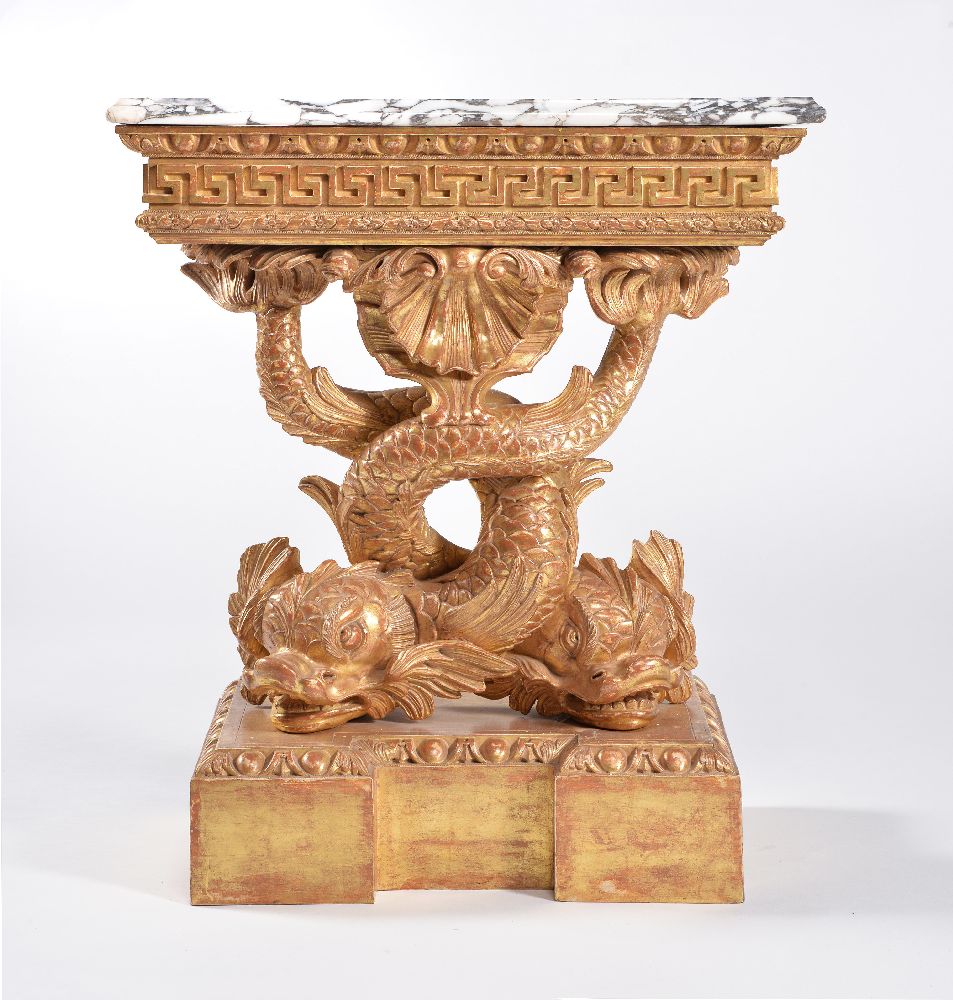 A carved giltwood and marble mounted console table - Image 3 of 5