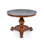 A Continental mahogany and marble mounted centre table