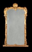 A carved giltwood and gesso wall mirror