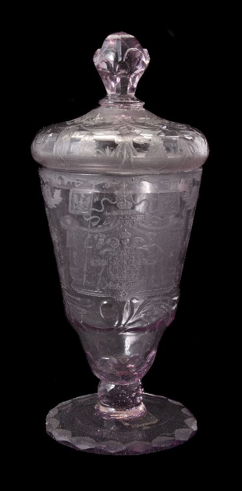 A German royal armorial cut and engraved goblet and cover - Image 2 of 3